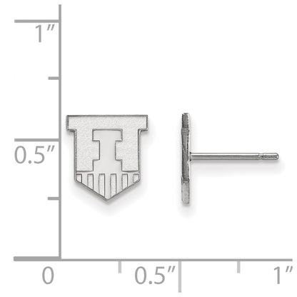 10K White Gold Logoart University Of Illinois Victory Badge Extra Small Post Earrings