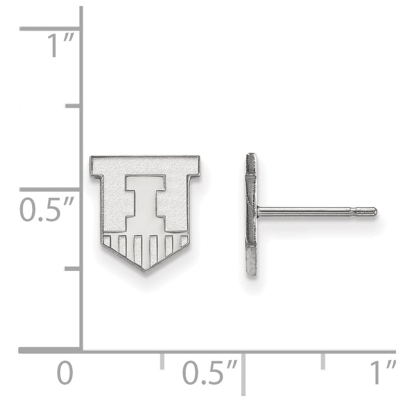 10K White Gold Logoart University Of Illinois Victory Badge Extra Small Post Earrings