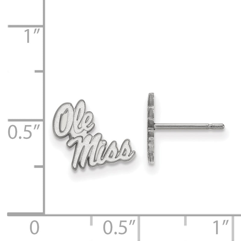 10K White Gold Logoart University Of Mississippi Ole Miss Extra Small Post Earrings