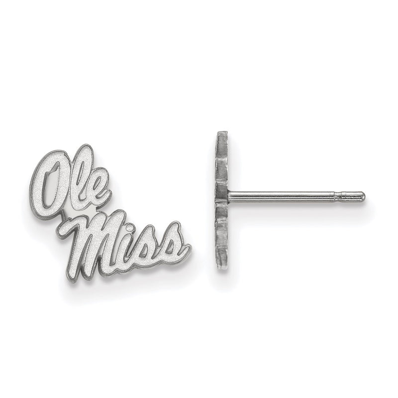Sterling Silver Rhodium Plated Logoart University Of Mississippi Ole Miss Extra Small Post Earrings