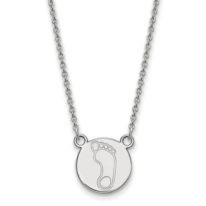 Sterling Silver Rhodium Plated Logoart University Of North Carolina Tar Heel Small Disc Pendant 18 Inch Necklace