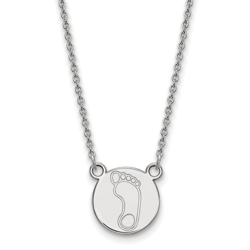 Sterling Silver Rhodium Plated Logoart University Of North Carolina Tar Heel Small Disc Pendant 18 Inch Necklace