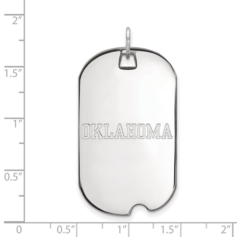 14K White Gold Logoart University Of Oklahoma Large Dog Tag Pendant