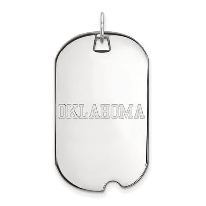 10K White Gold Logoart University Of Oklahoma Large Dog Tag Pendant