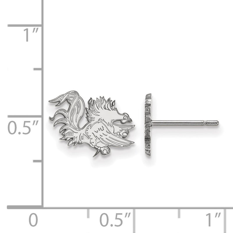 Sterling Silver Rhodium Plated Logoart University Of South Carolina Gamecock Extra Small Post Earrings