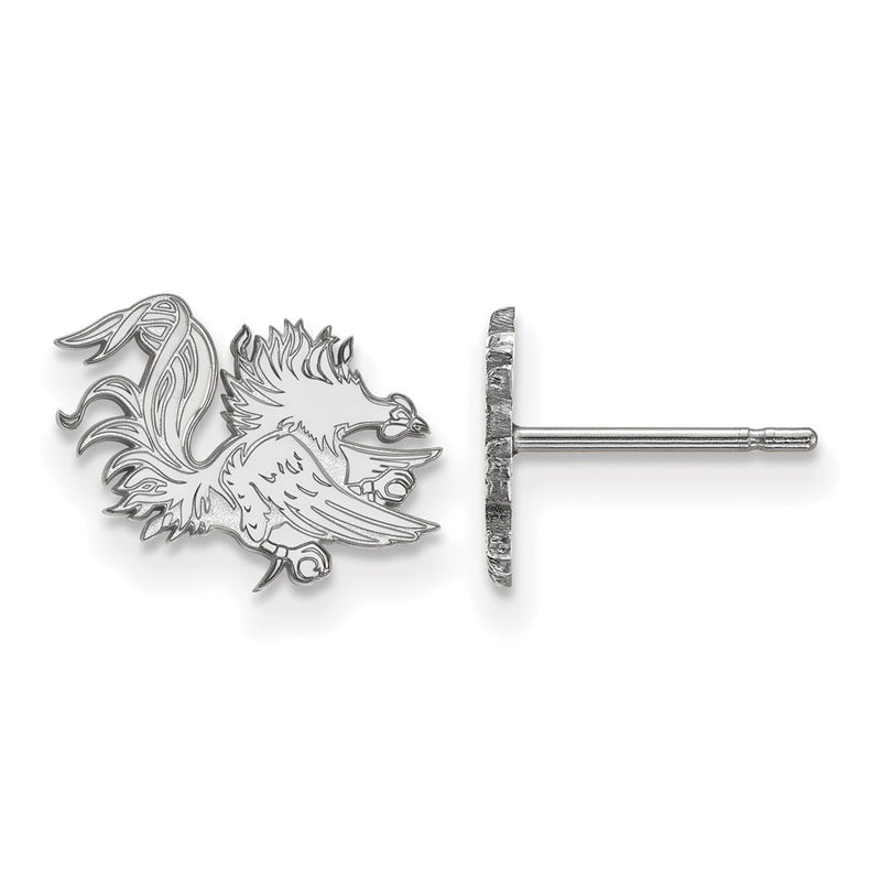 Sterling Silver Rhodium Plated Logoart University Of South Carolina Gamecock Extra Small Post Earrings