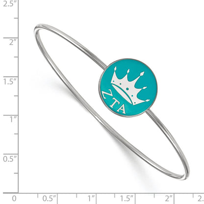 Sterling Silver Rh Plated Logoart Zeta Tau Alpha Enameled Slip On Bangle Bracelet