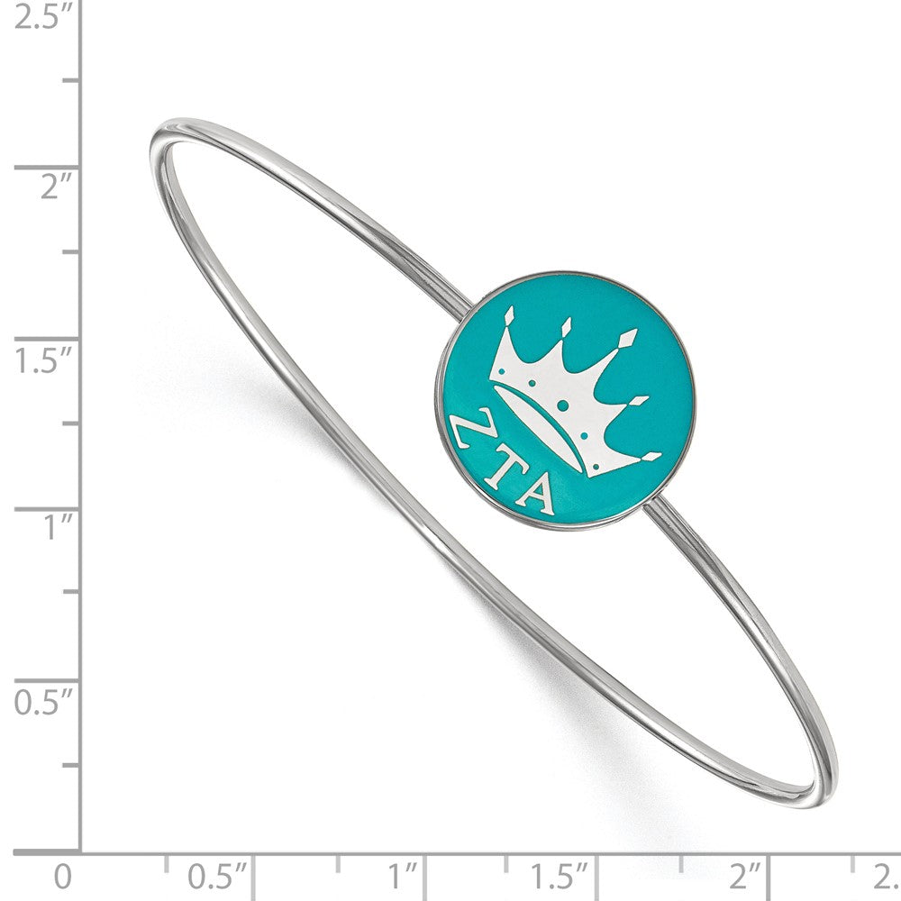 Sterling Silver Rh Plated Logoart Zeta Tau Alpha Enameled Slip On Bangle Bracelet