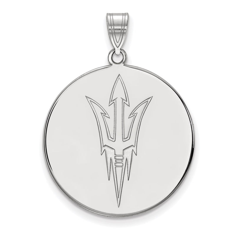 10K White Gold Logoart Arizona State University Pitchfork Extra Large Disc Pendant