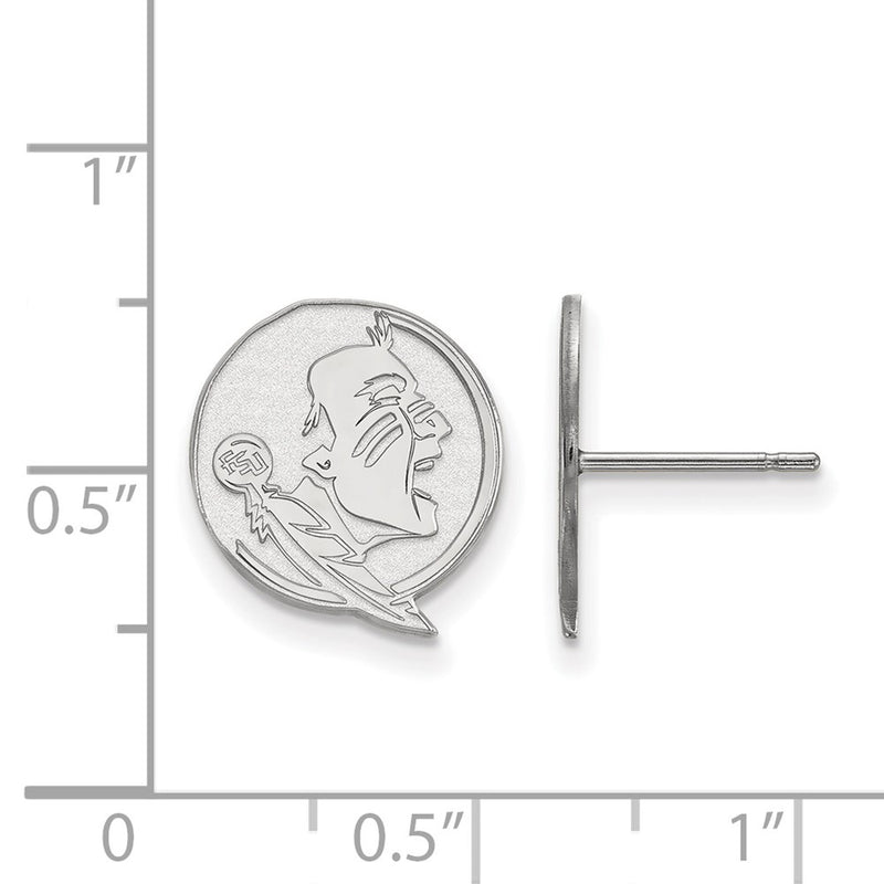 10K White Gold Logoart Florida State University Seminole Small Post Earrings