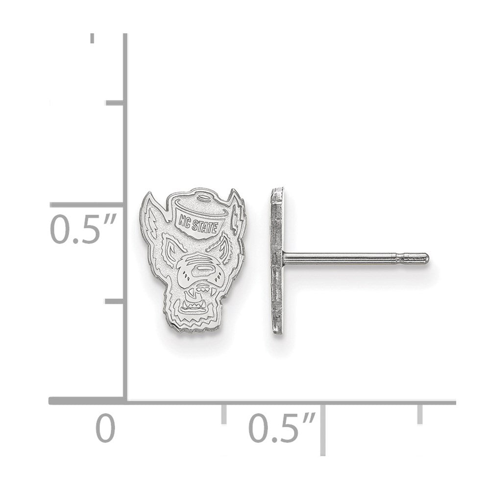Sterling Silver Rhodium Plated Logoart North Carolina State University Wolf Extra Small Post Earrings