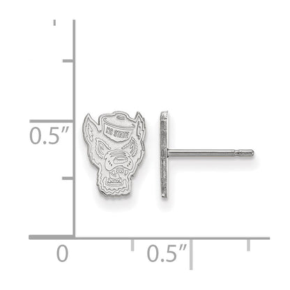 Sterling Silver Rhodium Plated Logoart North Carolina State University Wolf Extra Small Post Earrings