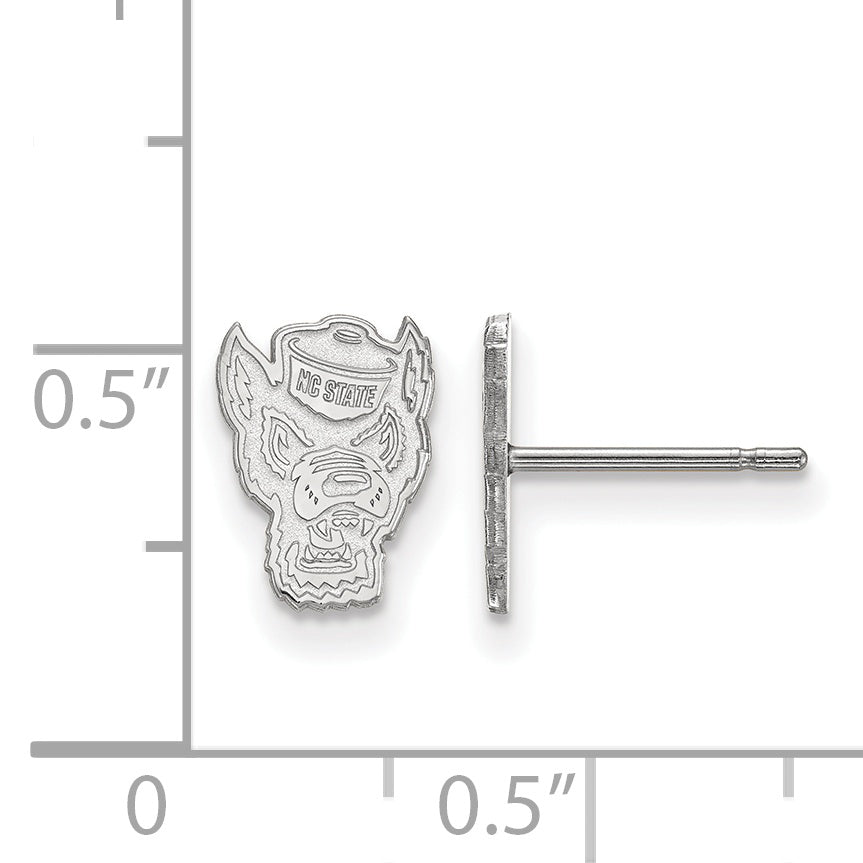 14K White Gold Logoart North Carolina State University Wolf Extra Small Post Earrings