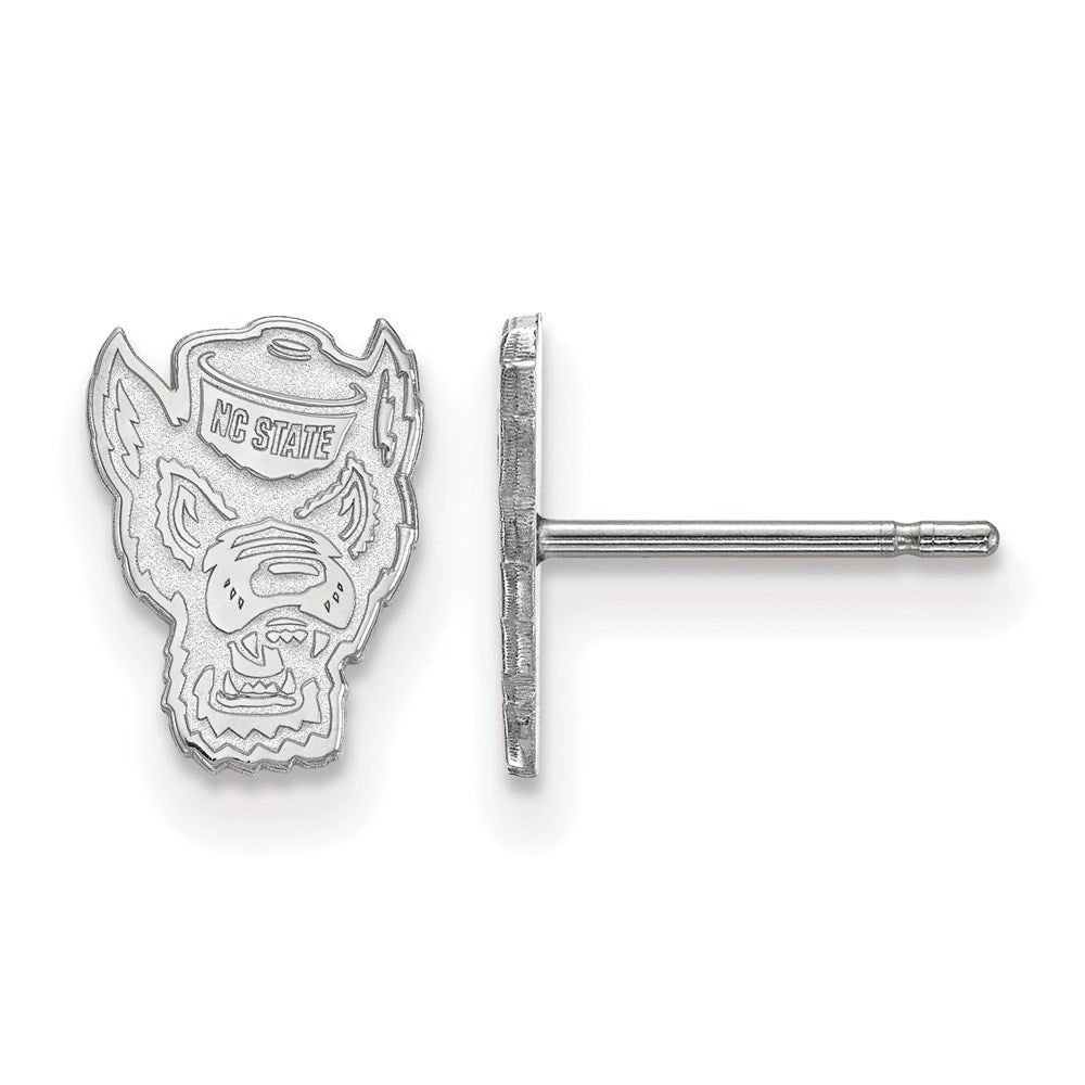 Sterling Silver Rhodium Plated Logoart North Carolina State University Wolf Extra Small Post Earrings