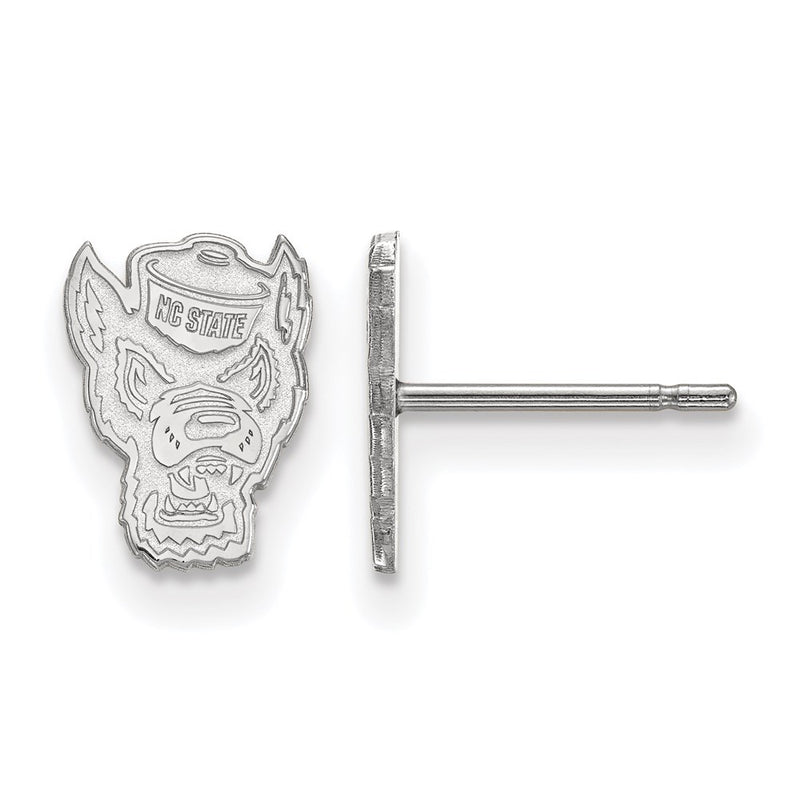 Sterling Silver Rhodium Plated Logoart North Carolina State University Wolf Extra Small Post Earrings