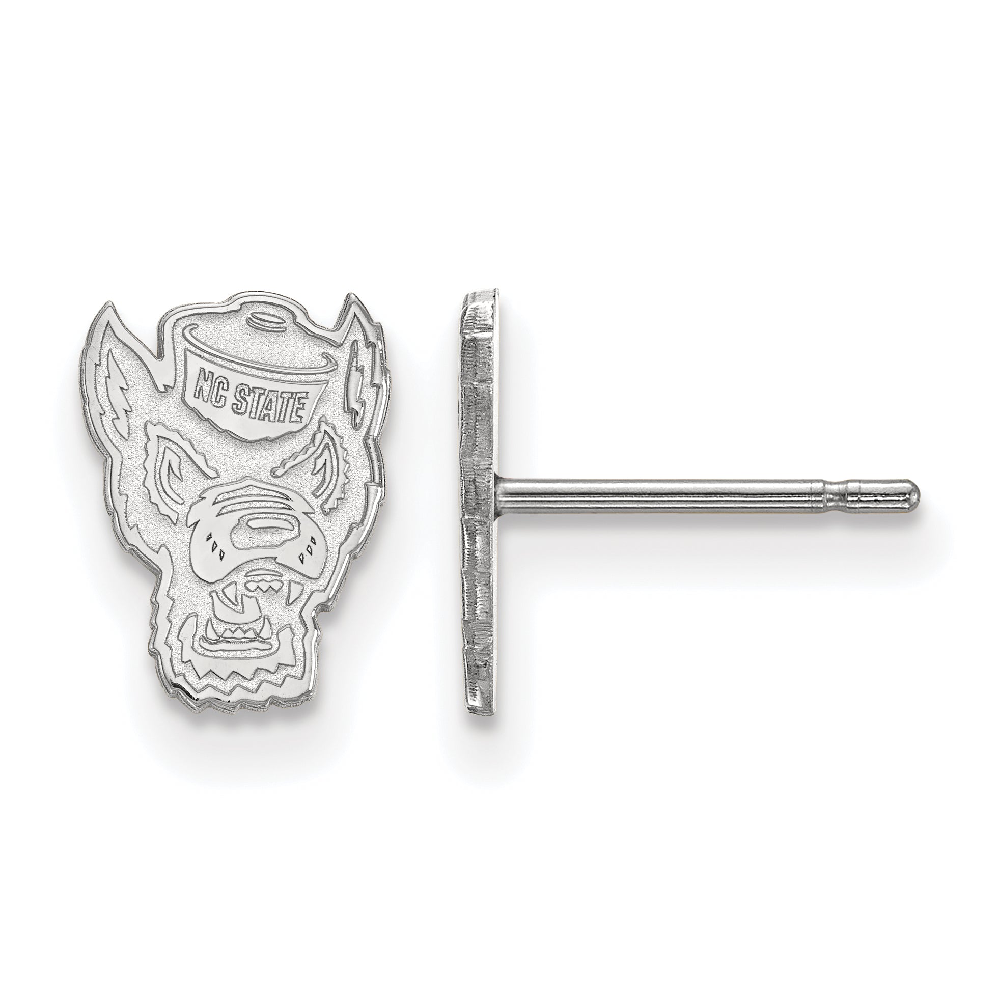 14K White Gold Logoart North Carolina State University Wolf Extra Small Post Earrings