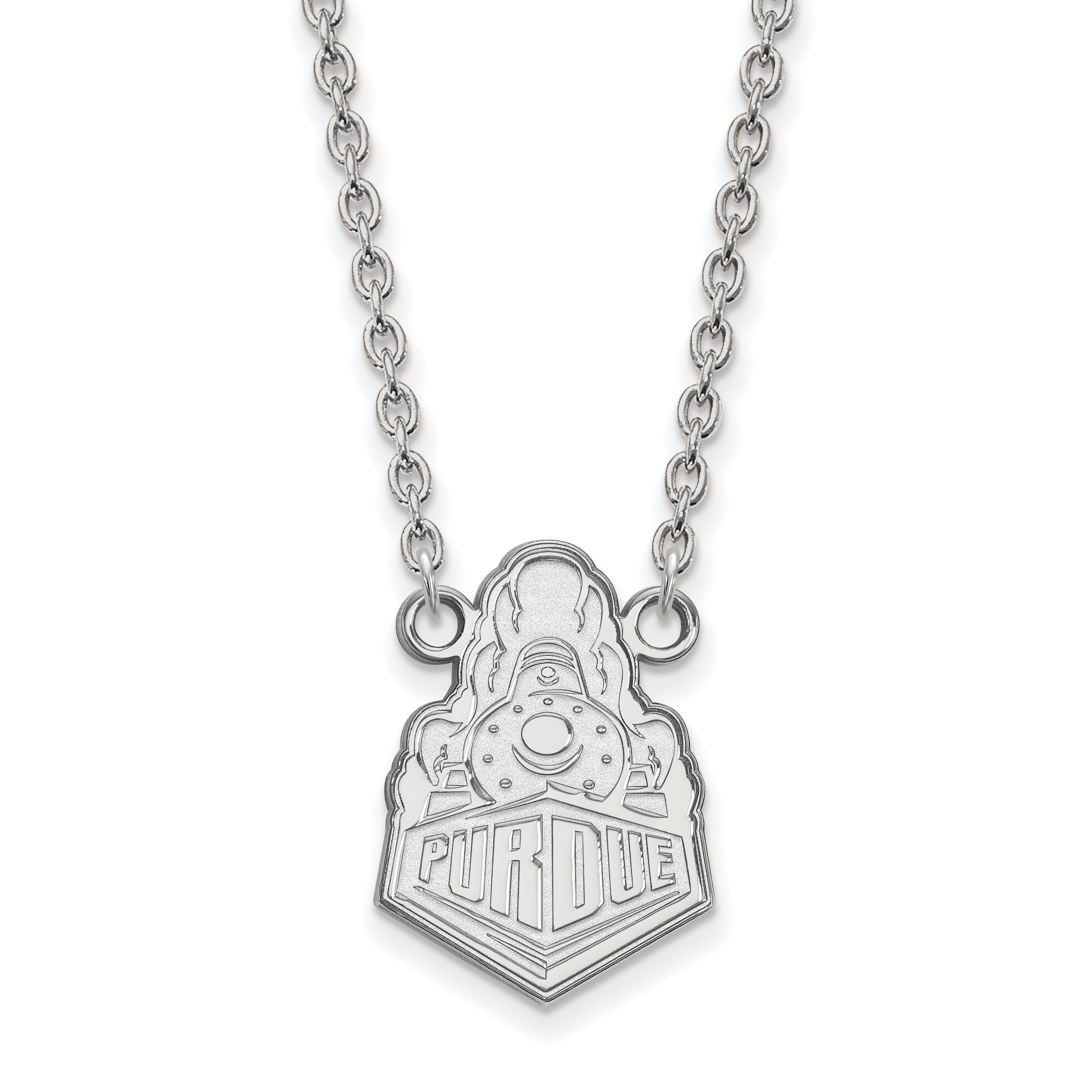 Sterling Silver Rhodium Plated Logoart Purdue University Boilermakers Train Logo Large Pendant 18 Inch Necklace