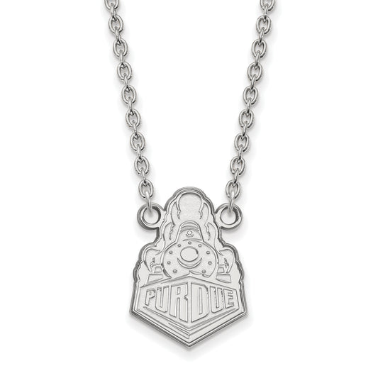 Sterling Silver Rhodium Plated Logoart Purdue University Boilermakers Train Logo Large Pendant 18 Inch Necklace