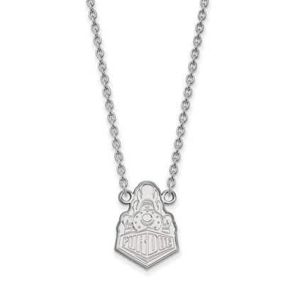 Sterling Silver Rhodium Plated Logoart Purdue University Boilermakers Train Logo Large Pendant 18 Inch Necklace
