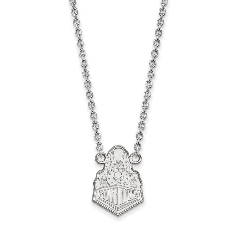 Sterling Silver Rhodium Plated Logoart Purdue University Boilermakers Train Logo Large Pendant 18 Inch Necklace