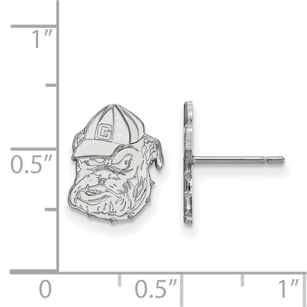 Sterling Silver Rhodium Plated Logoart University Of Georgia Bulldog Small Post Earrings