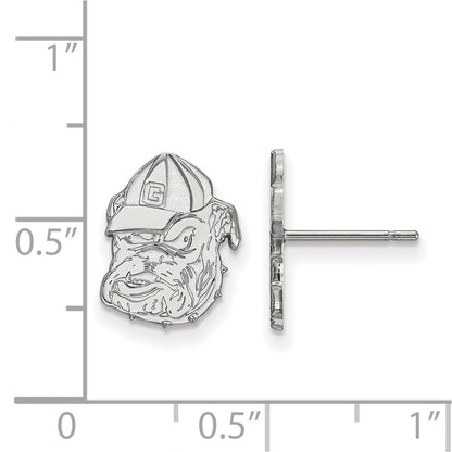 Sterling Silver Rhodium Plated Logoart University Of Georgia Bulldog Small Post Earrings