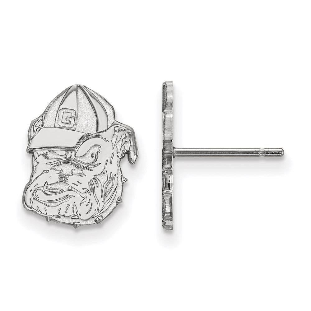 10K White Gold Logoart University Of Georgia Bulldog Small Post Earrings