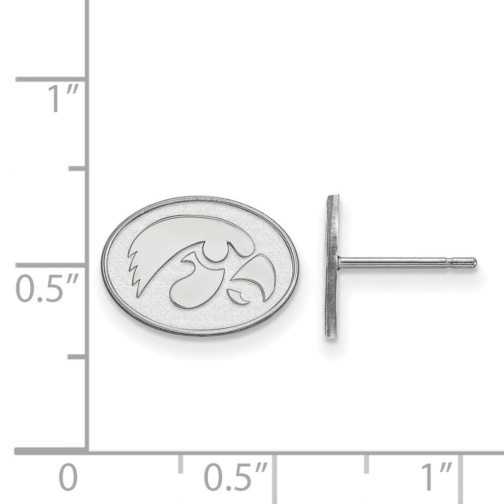 Sterling Silver Rhodium Plated Logoart University Of Iowa Hawk Extra Small Oval Post Earrings