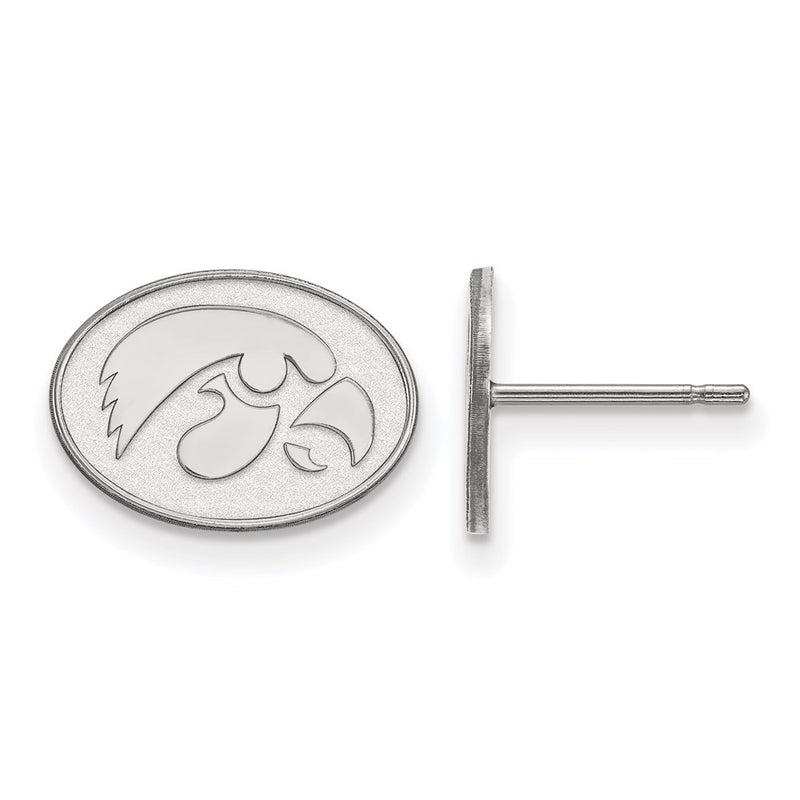 Sterling Silver Rhodium Plated Logoart University Of Iowa Hawk Extra Small Oval Post Earrings