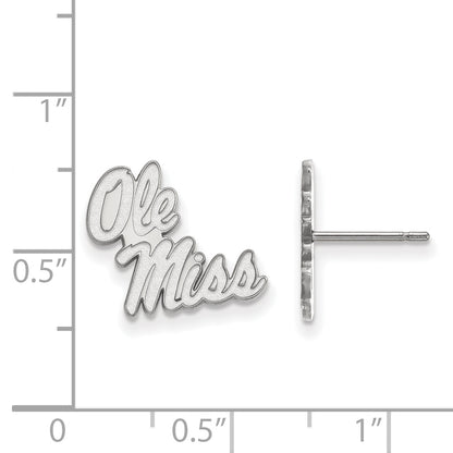 10K White Gold Logoart University Of Mississippi Ole Miss Small Post Earrings
