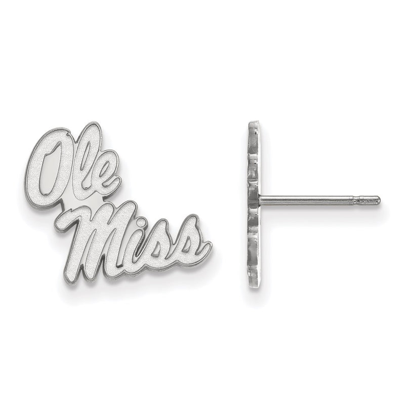 Sterling Silver Rhodium Plated Logoart University Of Mississippi Ole Miss Small Post Earrings