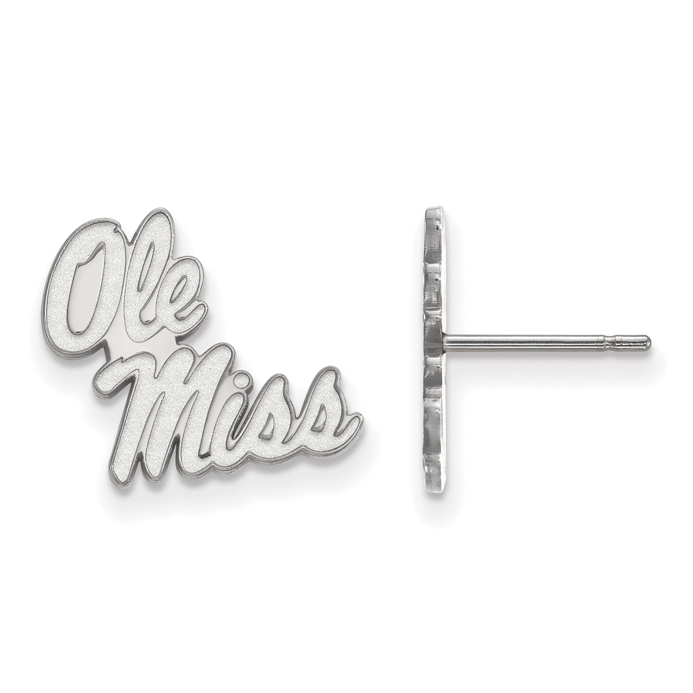 10K White Gold Logoart University Of Mississippi Ole Miss Small Post Earrings