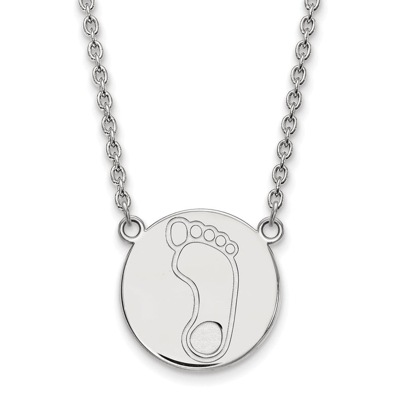 Sterling Silver Rhodium Plated Logoart University Of North Carolina Tar Heel Large Disc Pendant 18 Inch Necklace