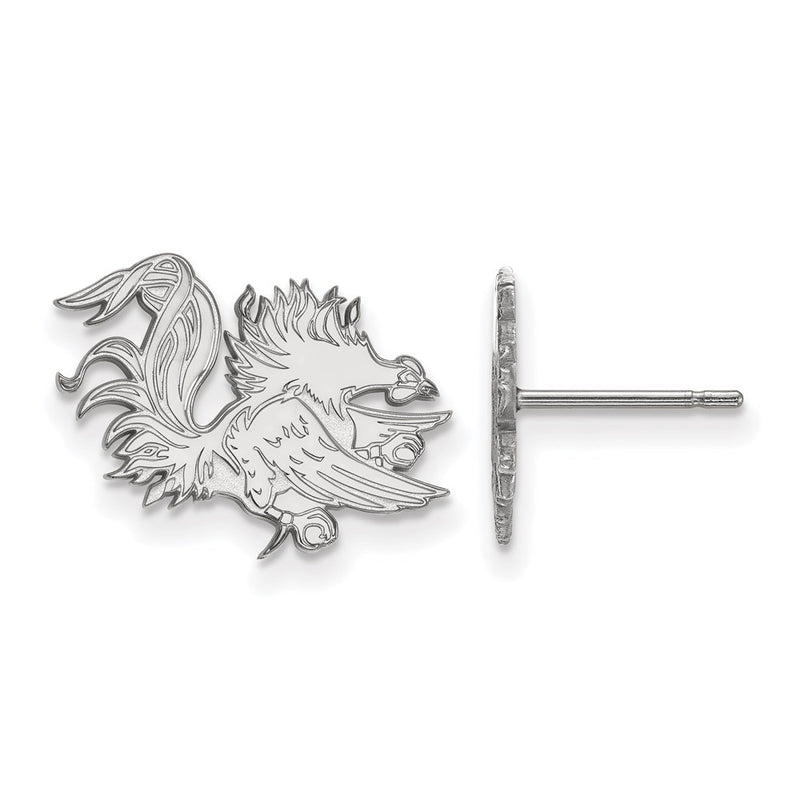 Sterling Silver Rhodium Plated Logoart University Of South Carolina Gamecock Small Post Earrings