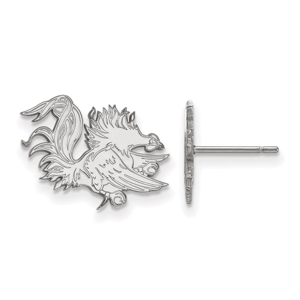 10K White Gold Logoart University Of South Carolina Gamecock Small Post Earrings