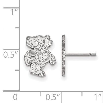 10K White Gold Logoart University Of Wisconsin Badger Small Post Earrings