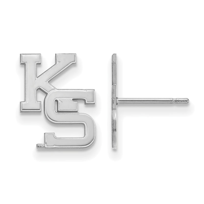 10K White Gold Logoart Kansas State University K S Small Post Earrings