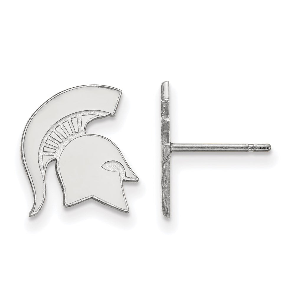 14K White Gold Logoart Michigan State University Spartan Small Post Earrings