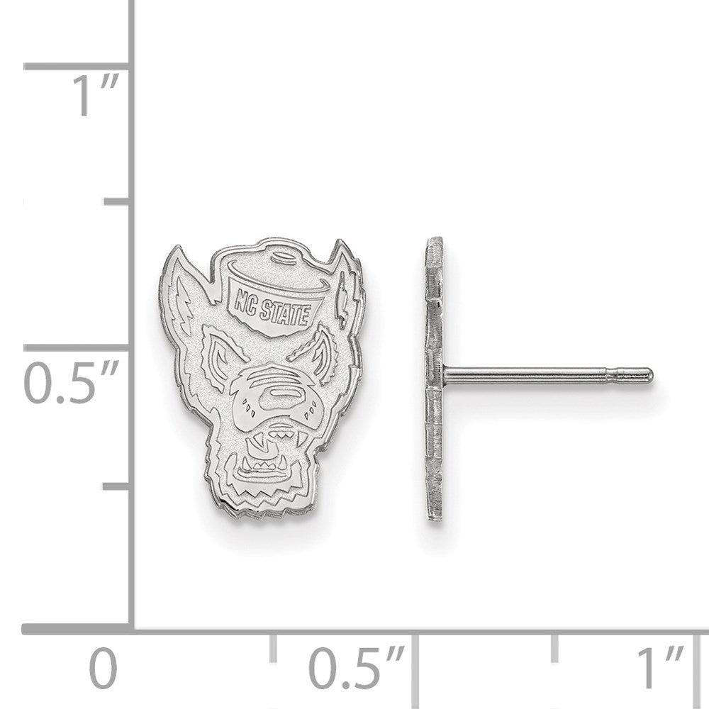 14K White Gold Logoart North Carolina State University Wolf Small Post Earrings