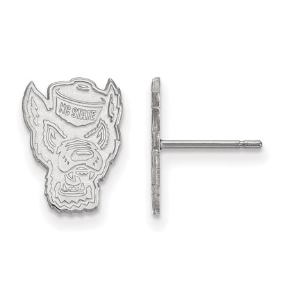 10K White Gold Logoart North Carolina State University Wolf Small Post Earrings