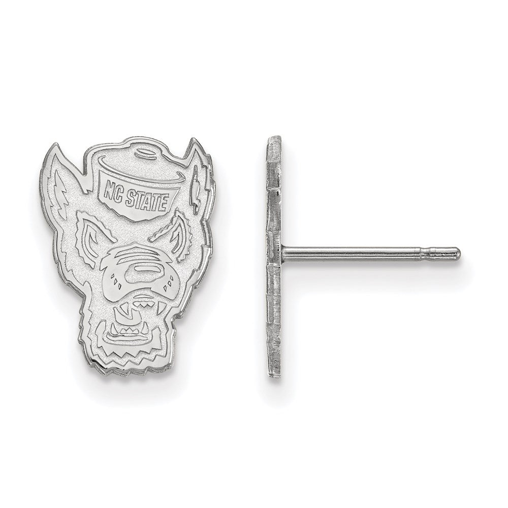14K White Gold Logoart North Carolina State University Wolf Small Post Earrings