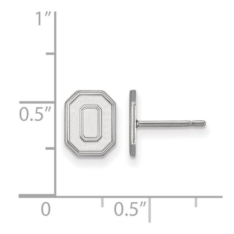 Sterling Silver Rhodium Plated Logoart The Ohio State University Letter O Extra Small Post Earrings