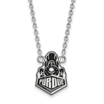 Sterling Silver Rhodium Plated Logoart Purdue University Boilermakers Train Logo Large Enameled Pendant 18 Inch Necklace