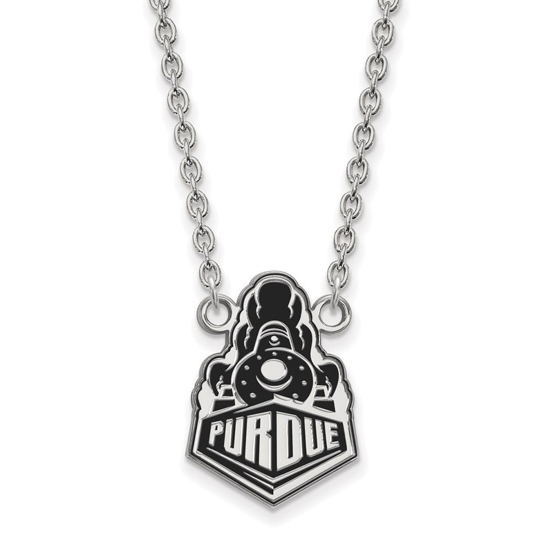 Sterling Silver Rhodium Plated Logoart Purdue University Boilermakers Train Logo Large Enameled Pendant 18 Inch Necklace