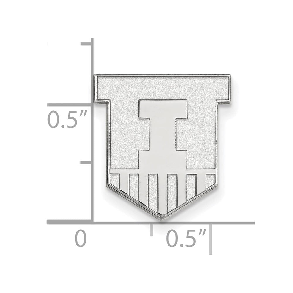 Sterling Silver Rhod-Pltd Logoart University of Illinois Lapel Pin