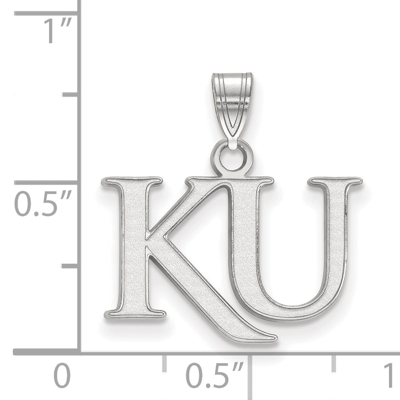 Sterling Silver Rhodium Plated Logoart University Of Kansas K U Small Pendant