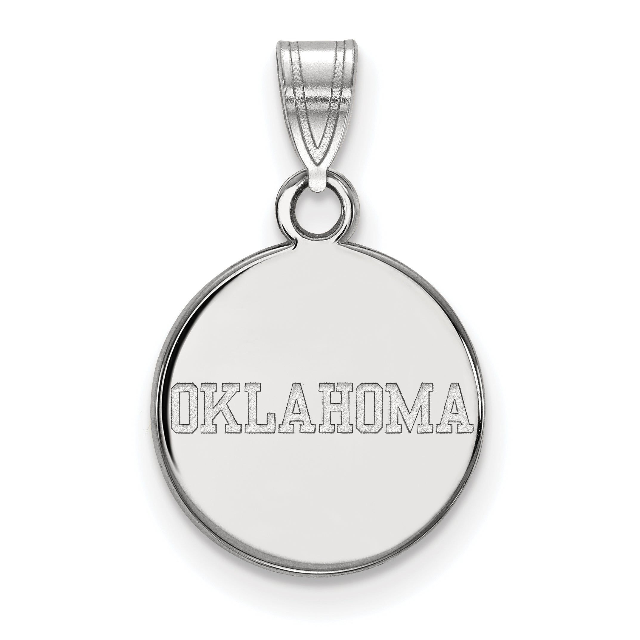 10K White Gold Logoart University Of Oklahoma Small Disc Pendant