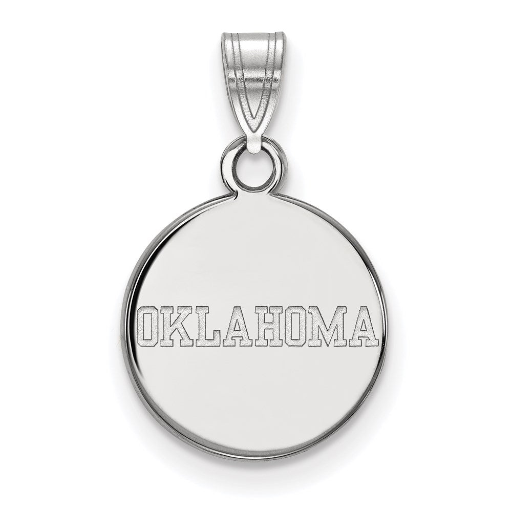 Sterling Silver Rhodium Plated Logoart University Of Oklahoma Small Disc Pendant