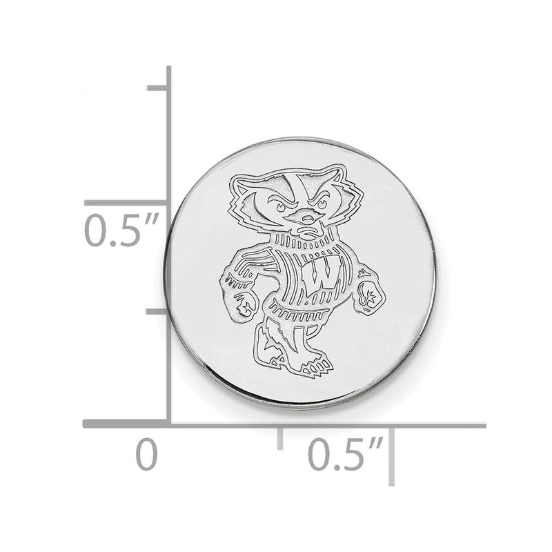 14K White Gold LogoArt University of Wisconsin Badger Lapel Pin