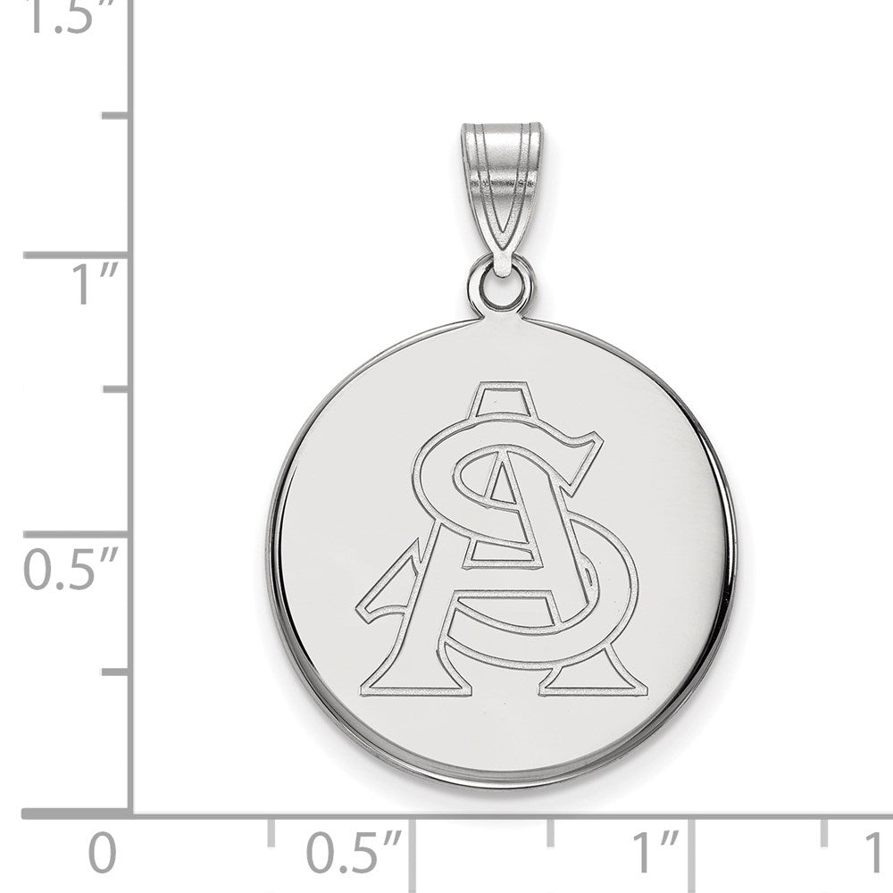 Sterling Silver Rhodium Plated Logoart Arizona State University A S Large Disc Pendant